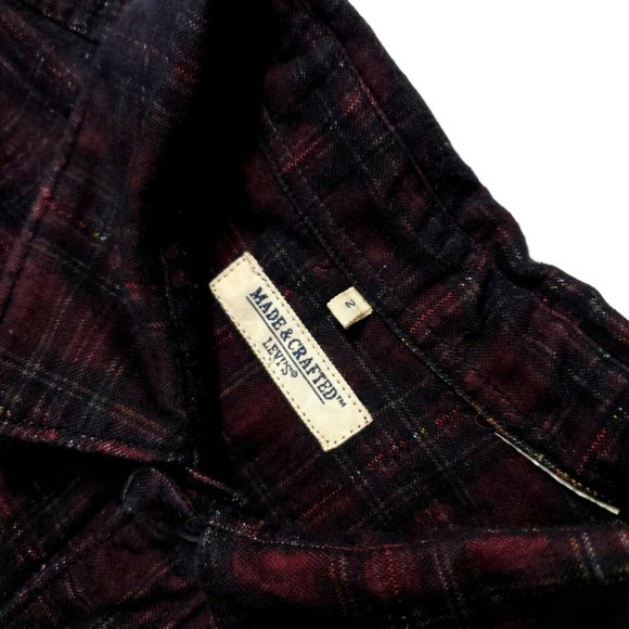 Levi's Made & Crafted (M) Plaid L/S Button Up Shirt - Dark Burgundy Red Workwear - Picture 3 of 4
